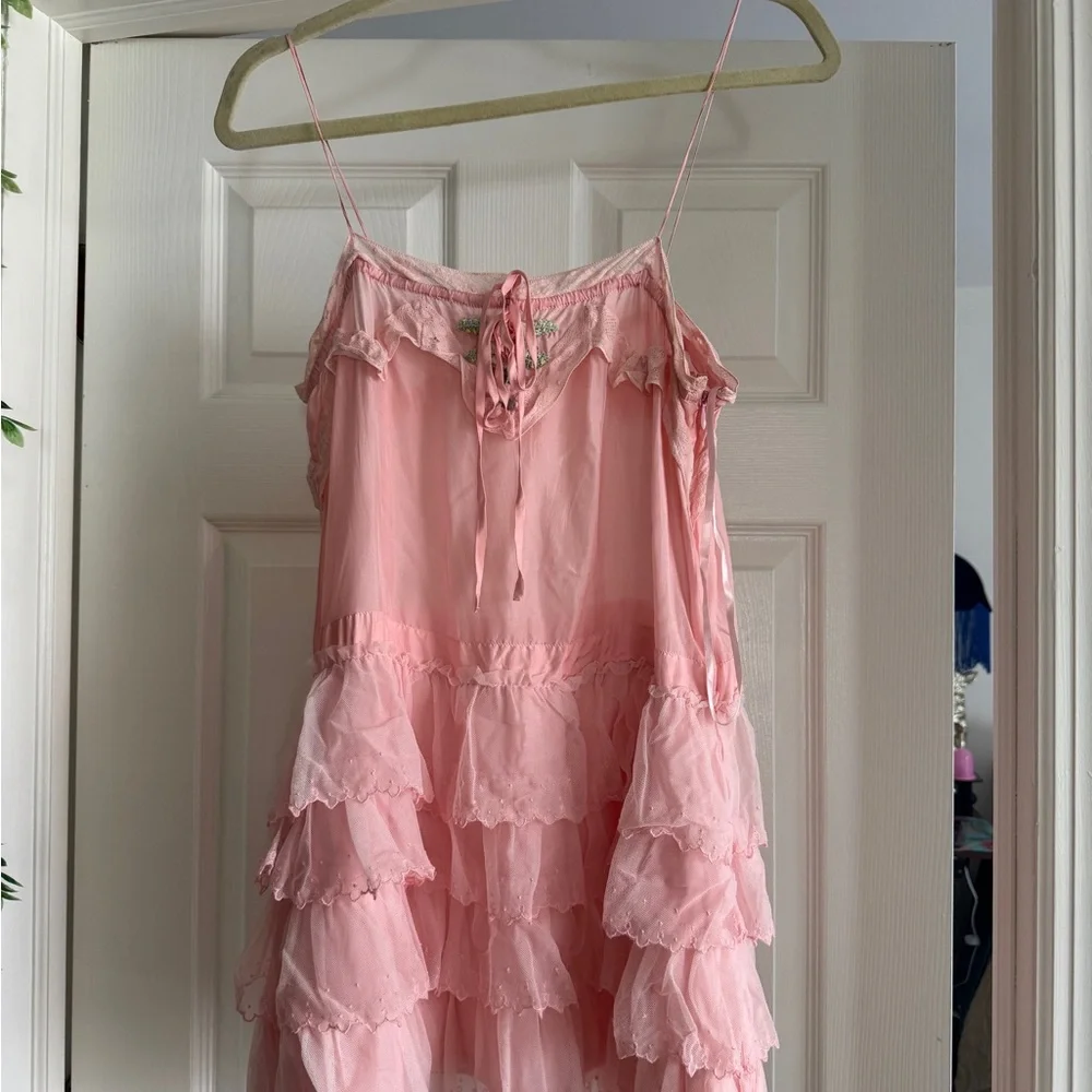 LoveShackFancy Pink Ruffle Mini Dress - Picture 2 of 2